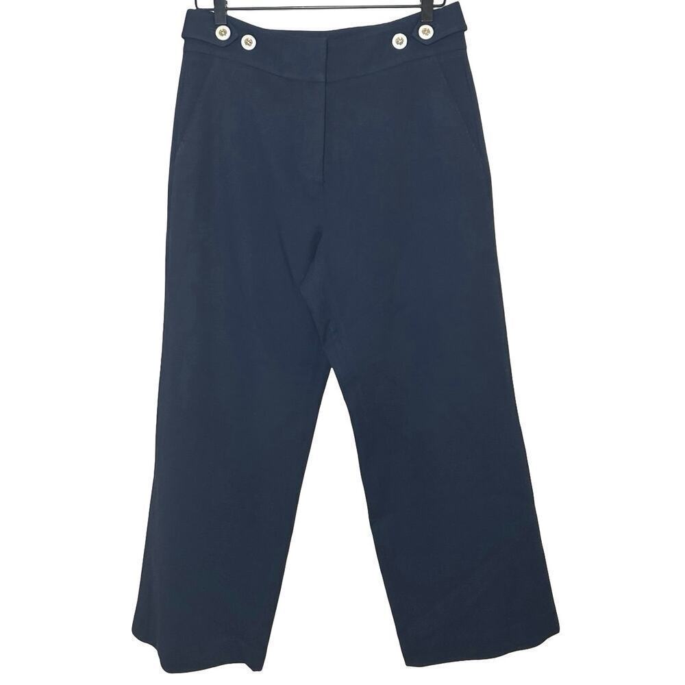 Veronica Beard Women’s Aubrie Wide Leg Ankle Pants Dark Blue Size 10